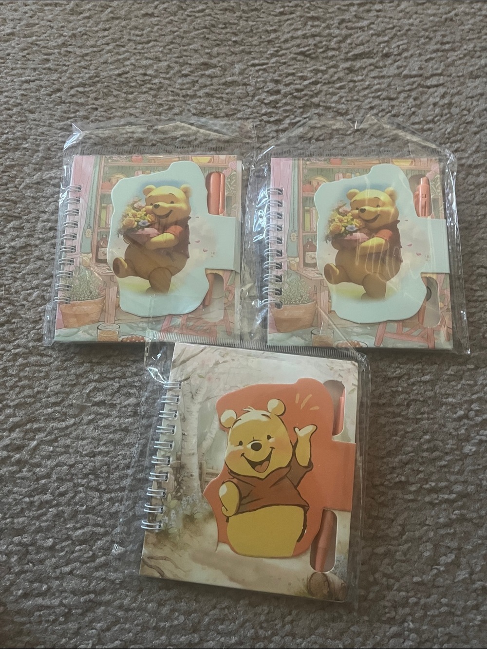 Winnie the Pooh Spiral Notebook with Pen - Yellow and Pink